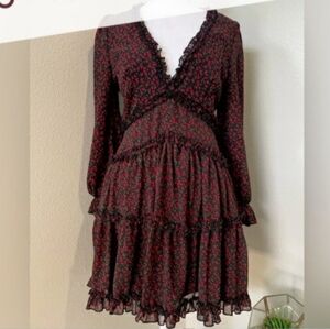 Mable ruffle dress black floral